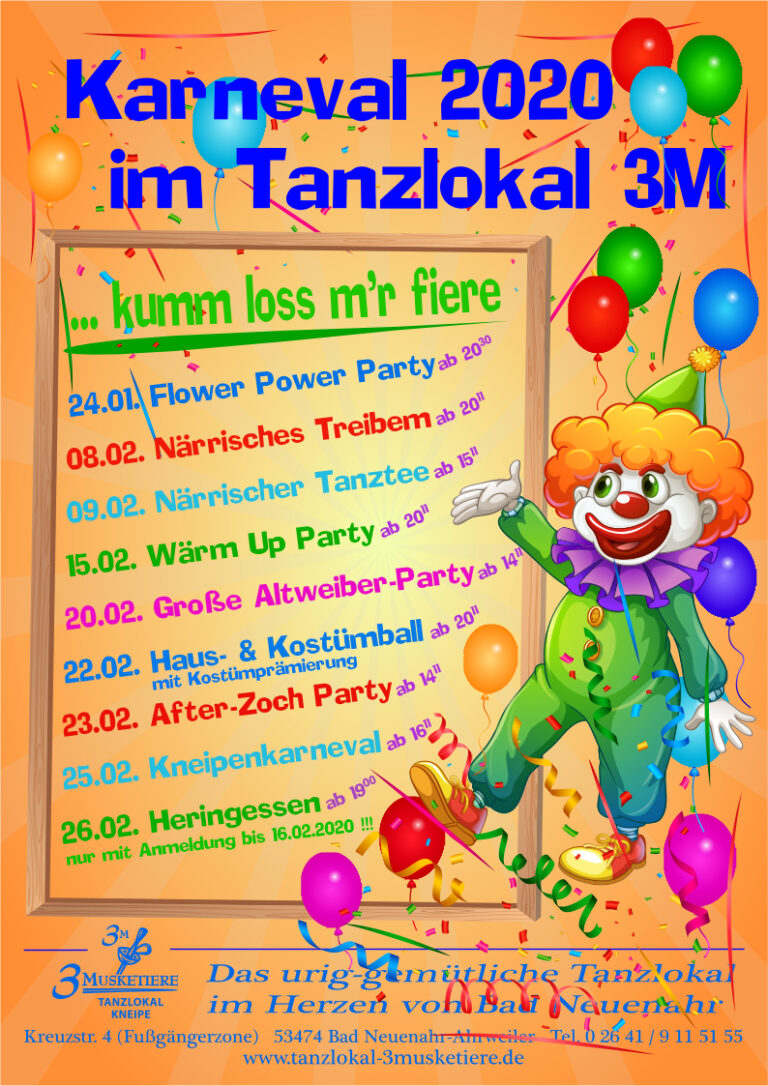 Karneval Fahrplan 2020
